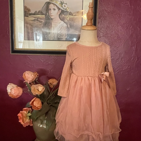 2t brand: special occasion, Pink long sleeve summer/spring dress - Picture 5 of 9